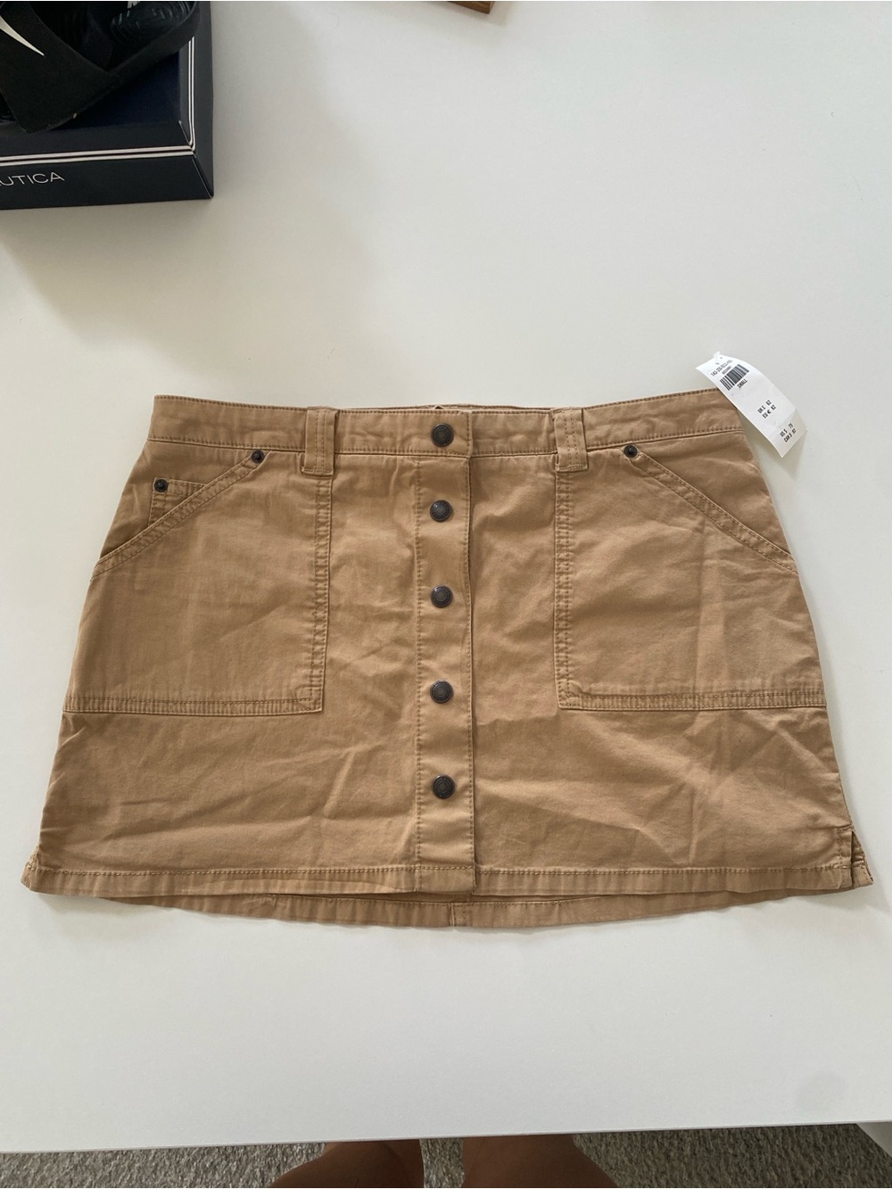New Vintage Abercrombie & Fitch Y2K Khaki Utility Button-Front Mini Skirt Small - Picture 3 of 8